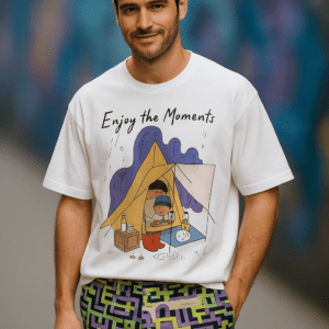 rainy scene ai art on t-shirt
