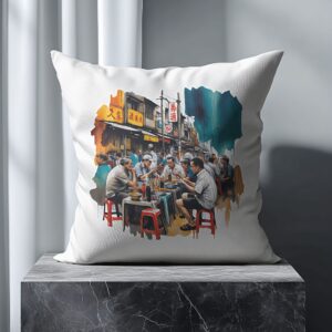 hawker hour ai art cushion