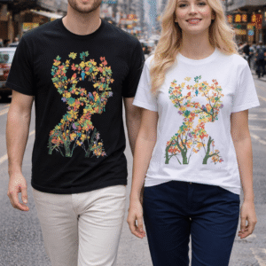 ai art leaves on tshirt