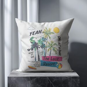 ai art beach scene on cushion